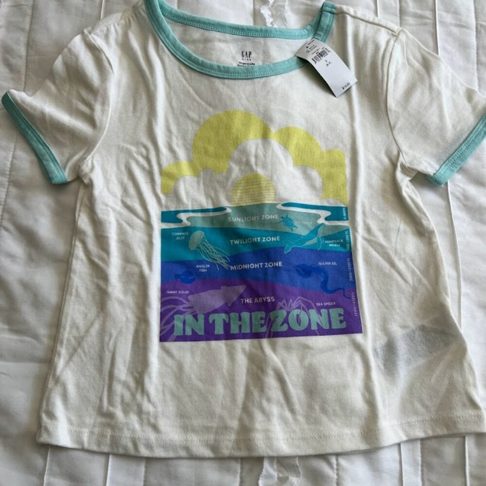 Brand New Gap Girls Size 6/7 Short Sleeve "In The Zone" Beach Tee